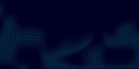 Wall Mural - Halftone Dotted Abstract Background Design. Dark Blue Halftone Dots Digital Texture. Halftone. Vector. 