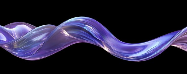 Wall Mural - Abstract fluid 3D render with a black background and holographic, iridescent neon curved wave in motion. Abstract fluid iridescent holographic curved wave in motion colorful gradient design. MZ 