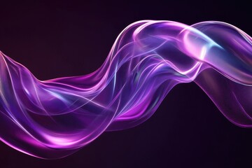 Wall Mural - Abstract fluid holographic iridescent purple curved wave in dark background 3d render. Gradient design element for backgrounds, wallpapers, posters and covers. MZ 