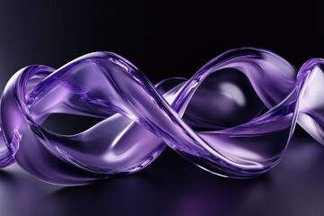 Wall Mural - Abstract fluid holographic iridescent purple curved wave in dark background 3d render. Gradient design element for backgrounds, wallpapers, posters and covers. MZ 