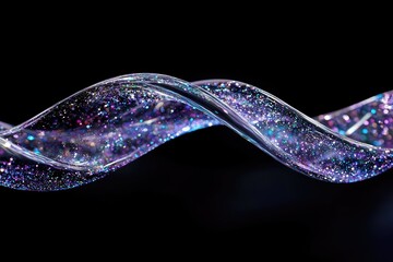 Wall Mural - Abstract fluid holographic iridescent purple curved wave in dark background 3d render. Gradient design element for backgrounds, wallpapers, posters and covers. MZ 