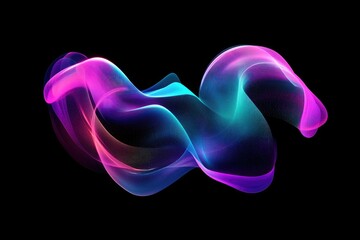 Wall Mural - Abstract fluid 3D render with a black background and holographic, iridescent neon curved wave in motion. Abstract fluid iridescent holographic curved wave in motion colorful gradient. MZ 