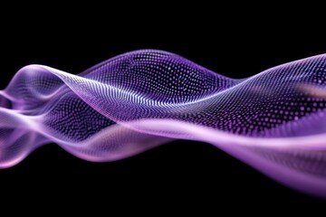 Wall Mural - Abstract fluid holographic iridescent purple curved wave in dark background 3d render. Gradient design element for backgrounds, wallpapers, posters and covers. MZ 