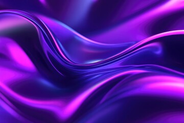 Wall Mural - Abstract fluid holographic iridescent purple curved wave in dark background 3d render. Gradient design element for backgrounds, wallpapers, posters and covers. MZ 