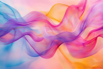 Wall Mural - An iridescent fluid abstract image with vibrant colors in a smooth, flowing style on a soft gradient background. Vibrant holographic fluid colors flow abstractly. pastel pink. MZ 