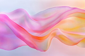 Wall Mural - An iridescent fluid abstract image with vibrant colors in a smooth, flowing style on a soft gradient background. Vibrant holographic fluid colors flow abstractly. pastel pink. MZ 
