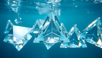 Wall Mural - a group of diamonds floating in the water