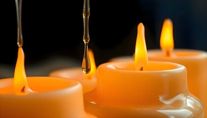 Wall Mural - a group of lit candles sitting on top of a table