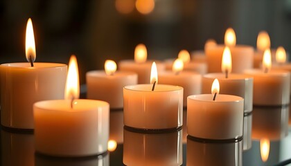 Wall Mural - a group of lit candles sitting on top of a table