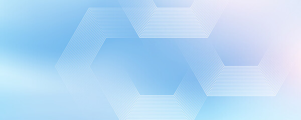 Fototapete - Modern medical or health care scientific abstract background with hexagons. Geometric stripe line art design for poster, brochure, cover, banner, header, website, presentation template