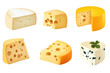 © Jannik - A set of cheese pieces with different types and colors, on a white background, png