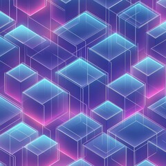 Aufkleber - Futuristic isometric grid design featuring gradient highlights and modern geometric shapes with a sleek style Generative AI