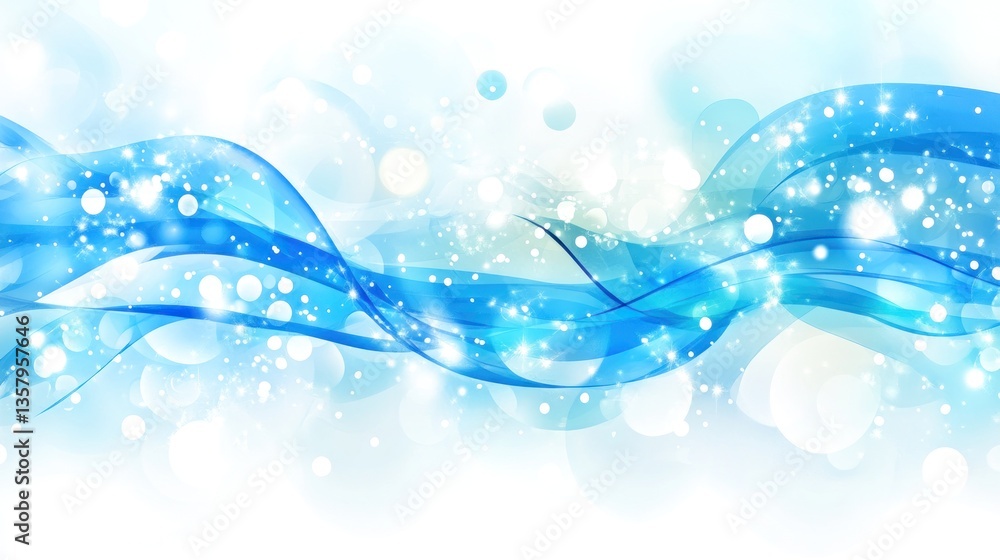 Abstract blue flowing waves on white background