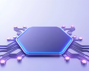 Wall Mural - futuristic hexagonal tech platform with glowing circuit board