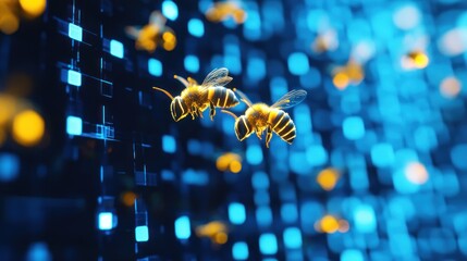 Bees flying through digital grid network