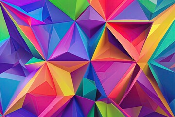 Wall Mural - Engaging Low Poly Pentagon Background in Vibrant Rainbow Colors with Abstract Geometric Design