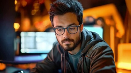 Leinwandbilder - A cybersecurity specialist analyzes potential data breaches at a computer workstation.