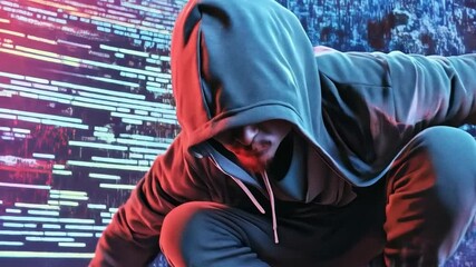 Fototapete - A cybersecurity professional is depicted navigating a dynamic digital landscape while addressing the complexities of data breaches.
