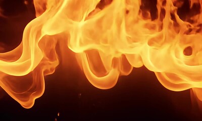 Wall Mural - Dynamic Flames and Fiery Waves of Orange and Yellow Light Creating an Intense Atmosphere of Heat and Energy in an Abstract Background