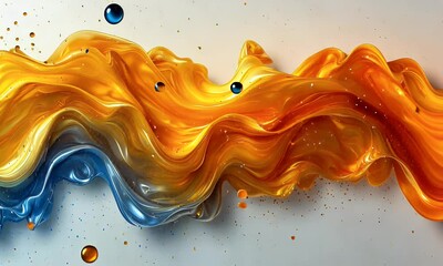 Wall Mural - abstract fluid wave of orange and blue colors creating a vibrant and dynamic texture in a modern art