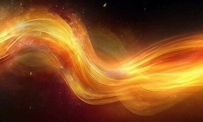 Wall Mural - Flowing Golden Light Waves Against a Starry Background Creating a Dynamic, Abstract Cosmic Atmosphere of Shimmering Energy and Motion