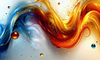 Wall Mural - Abstract Colorful Fluid Motion Design with Vivid Blue and Red Swirls on Soft Background Creating Dynamic Energy and Visual Harmony