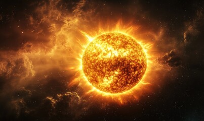 Wall Mural - a bright yellow sun is in the center of the image