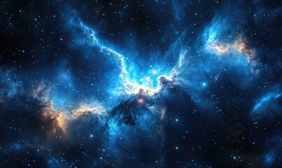 Wall Mural - a blue and orange nebula in space