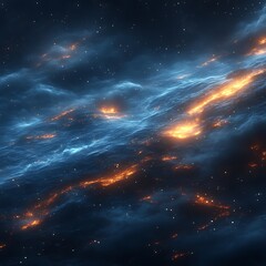 glowing nebula cloudscape, cosmic dust, starry backdrop, science fiction design