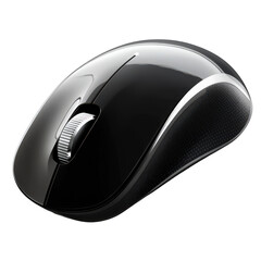 sleek black wireless computer mouse with scrolling wheel design isolated on white