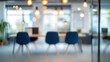 © Arthur Woods - Blurred image of modern office interior with bokeh lights.