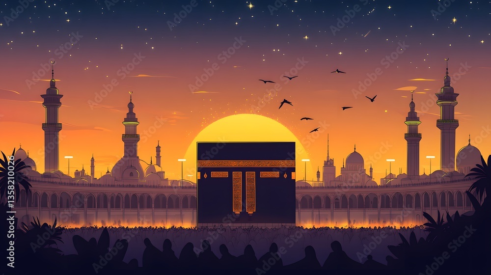 Kaaba Emoji Islamic Symbol Cartoon Vector Illustration for Cultural and ...