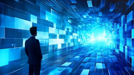 Wall Mural - Smooth blue canvas perfect for business graphics.