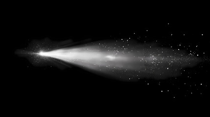 Wall Mural - a black and white photograph of a beam of light cutting through the darkness, illuminating floating 