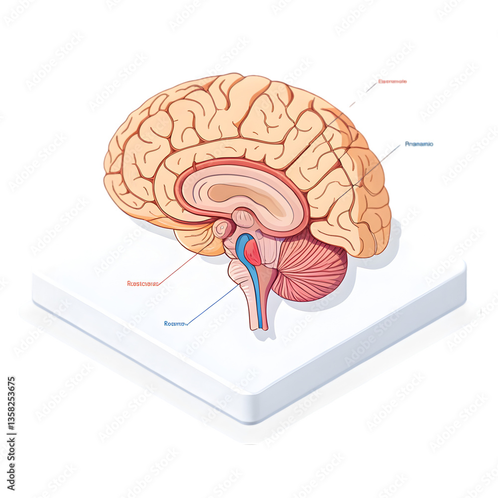 Human Brain Anatomy on transparent background Stock Illustration ...