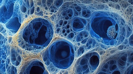 Microscopic Abstract Blue Cellular Structure