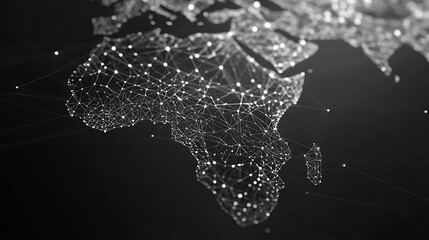 Fototapete - Abstract Digital World Map Network Connections Global Communication Technology