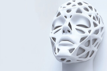 Aufkleber - Sculpture of a head with an intricate lattice design showcasing modern artistry and creativity in a minimalist setting