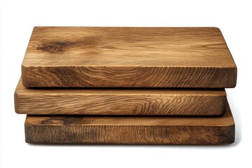 Poster - Natural wooden planks arranged in close-up showcasing texture and grain against a bright white background