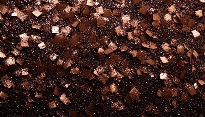 Fototapete - Reflective brown gemstones and shimmering particles create a unique visual display on a dark surface, showcasing natural beauty in an artistic arrangement