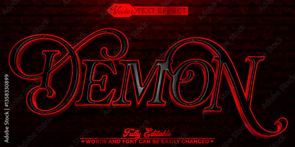 Red Demon Letras Horror Red Demon Vector Editable Text Effect Template Stock Vector ...