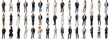© Molly P - Many business people set isolated background, casual formal attire wear, full body length, networking mixed different diversed businesspeople, happy male female, successful career, crisp edges style