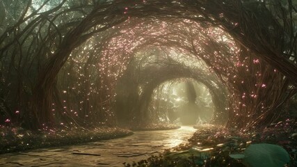 Wall Mural - inside the dome an intricate web of roots and tendrils spreads across the ground creating an organic