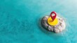 © Petchladda - A vibrant map pin on an island surrounded by crystal blue water, highlighting eco-tourism
