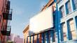 © good-J - an advertising board hanging on a blue building