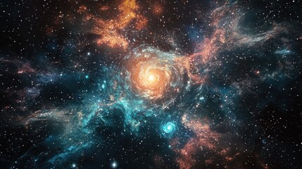Wall Mural - Colorful Swirls of Galaxies in a Cosmic Starry Background