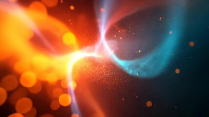 Wall Mural - vibrant particle waves in vivid blue and orange hues, ideal for futuristic, technological, and abstr