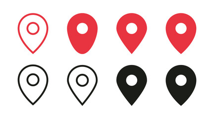 Fototapete - Location icon Position marker symbol. Location pin icon Map pointer icon set. Red location sign, Navigation icon
