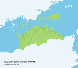  日本の香川県の緑色のシンプルなロードマップ