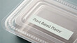 © Wonderful Studio - BCG Bio Circular Green Economy transparent container labeled as plant based plastic, eco friendly